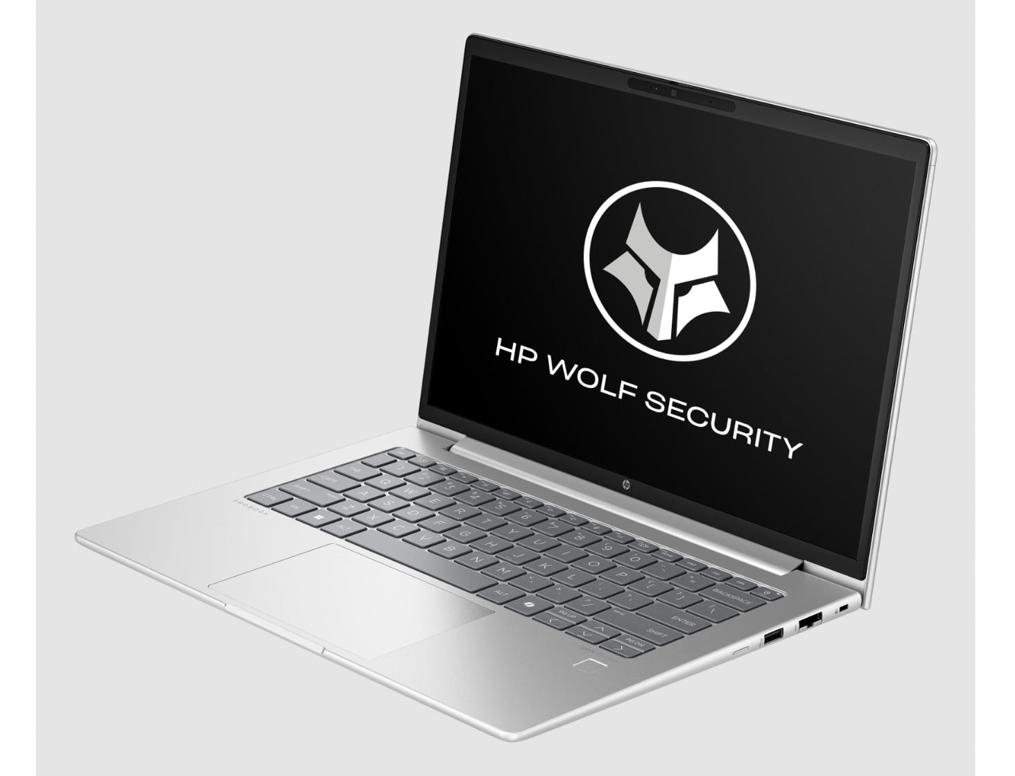 An HP ProBook 400 series laptop showing an HP Wolf Security screen.